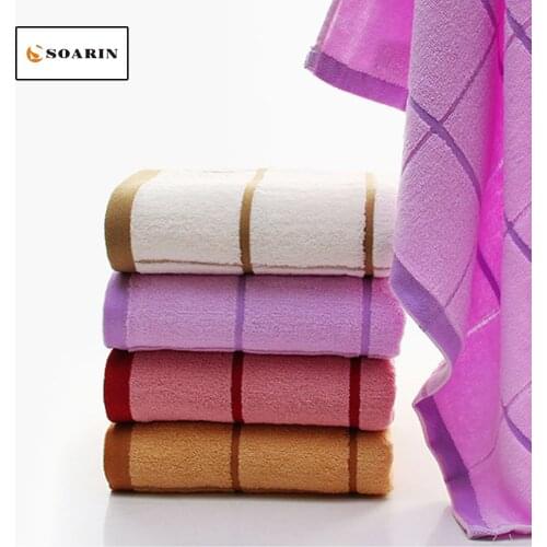 SOARIN Cotton Bath Towel Increase Thickening Simple Big Lattice Pattern Toalhas Debanho Adulto Dusch Handtuch Badhanddoek Katoen