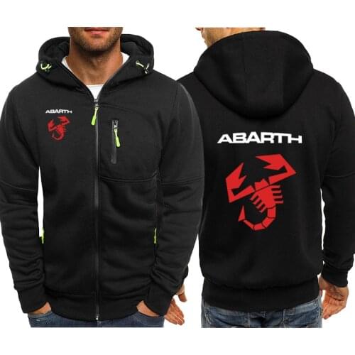 Hoodies Men Abarth Car Logo Print Casual Hip Hop Harajuku Long Sleeve Hooded Sweatshirts Mens zipper Jacket Man Hoody Clothing