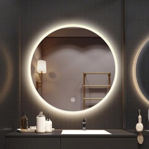 50CM/60/70/80CM Round Smart Makeup Bathroom Mirror 3 Color Adjustable LED LIght Multi-Function With Demist Bluetooth Brightness