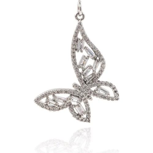 Bright Zircon Bowknot Plated 18K White Gold Closely Inlaid With Diamond Butterfly Flower Pendant Design Cool Ethos Quality