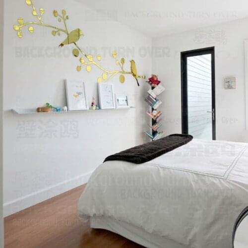 Mirror Stickers Wall Sticker 3D Decor Mural On The Self Adhesive Wallpaper Mirrored Full Body Room Bird Branch Twig R212