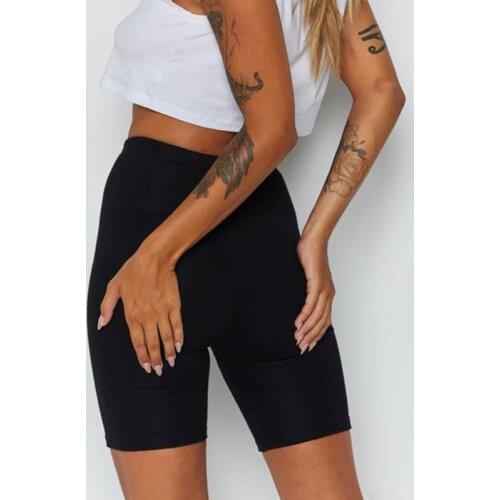Womens Cycling Shorts Summer Riding Skinny Sports Leggings Stretch Plain Casual Sports Fitness Waist Elastic Black Slim Shorts