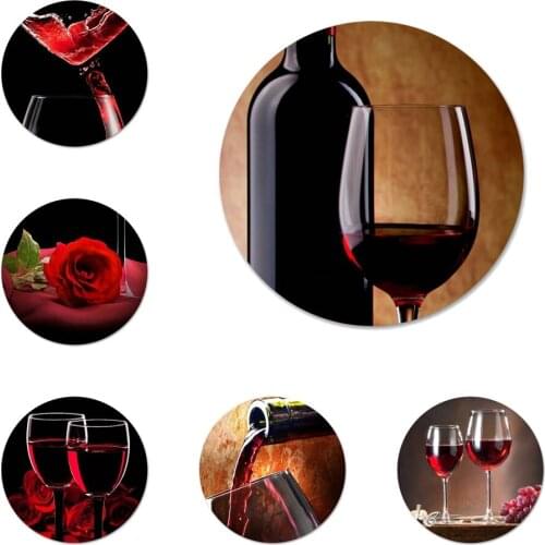 Red Wine Cup Icons Pins Badge Decoration Brooches Metal Badges For Clothes Backpack Decoration 58mm