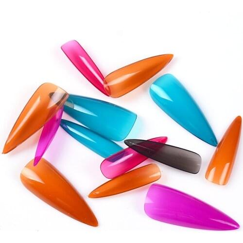 240pcs Professional Colorful Coffin Nails Long Sharp Head Full Acrylic Press on Nail Tips Manicure DIY