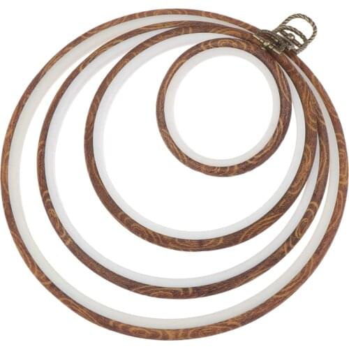 4 Pcs Embroidery Hoops Imitated Wood Cross Stitch Hoops Set Embroidery Tool for DIY Craft Cross Stitch Embroidery