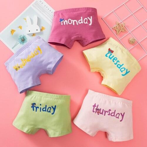 5 pcs/pack new style childrens Underpants girls cotton 3-8 year old boys boxer week pants combination
