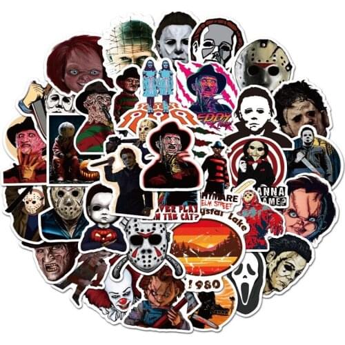 50Pcs/Set Halloween Self-adhesive Scrapbooking Stickers Halloween Theme Horror Waterproof Sticker Home Decoration Party Supplies