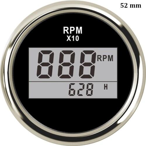 52mm Marine Digital Tachometer Car Truck Boat Tacho Gauge With Hourmeter 0~9990 RPM Display fit for Diesel ,Gasoline Engine