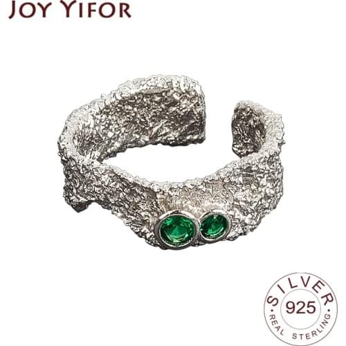 925 Sterling Silver New Simple Design Bump Matte Gold Color Rings Zircon Distressed Opening Handmade Ring Fashion Fine Jewelry