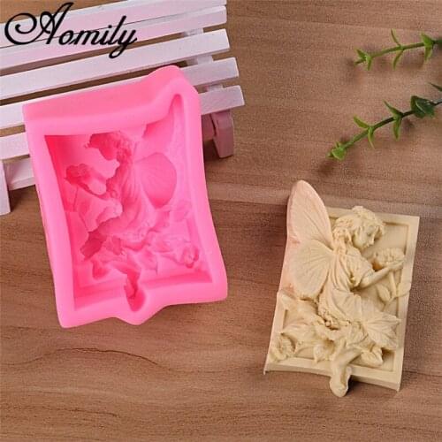 Aomily Angel Flower Pray Silicone Cake Molds Cake Decorating Jelly Mold Fondant Chocolate Sugar Mould Handmade Soap Molds Baking