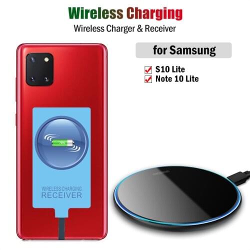 Qi Wireless Charger & Type-C Receiver for Samsung Galaxy Note 10 Lite /S10 Lite Wireless Charging Adapter USB C Connector