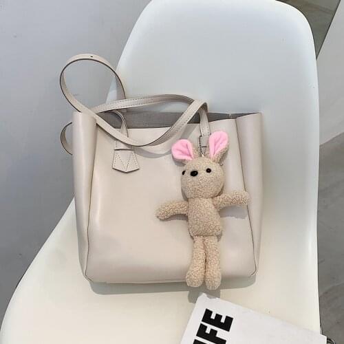 Ladies big bag summer new style shoulder bag solid color PU female bag texture female bag daily vegetable basket female bag