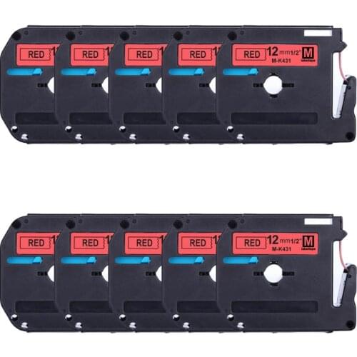 Label World 10PACK MK-431label tape Compatible Brother M-K43112mm laminated strong adhesive label tape for PT-80 PT-70