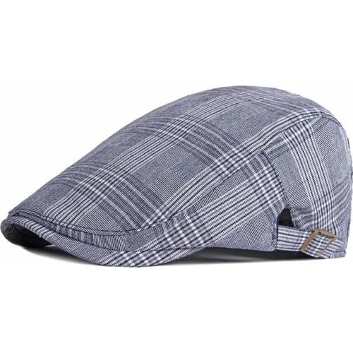 Cotton Spring Summer Fashion Solid Color Striped Newsboy Caps Flat Peaked Cap Men and Women Painter Beret Hats 86