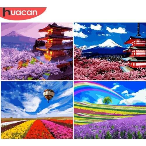 HUACAN Painting By Number Landscape Drawing On Canvas HandPainted Art Gift DIY Pictures Coloring By Number House Kits Home Decor