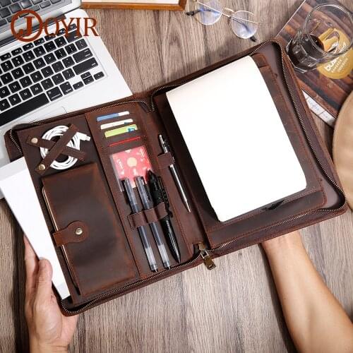 JOYIR Genuine Leather Portfolio Case for 9.7" 10.5" IPad Tablet Business Office Notebook Document Bag Folder Portfolio Organizer