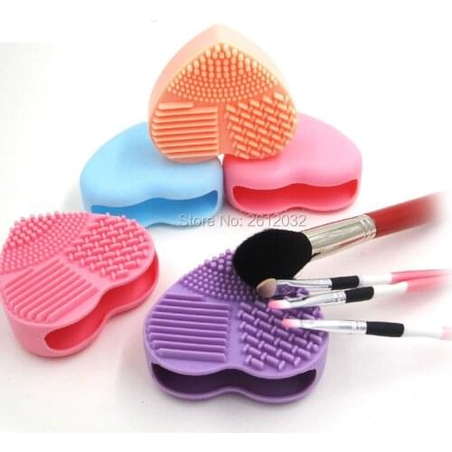 Heart Shape Brushegg Clean brushes Makeup Wash Brush Silica Glove Scrubber Board Cosmetic Cleaning Tools