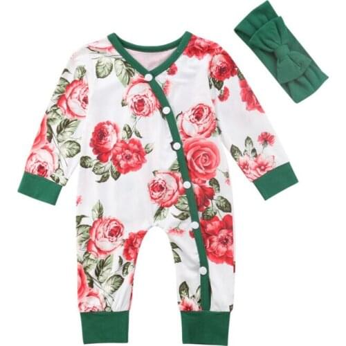 0-24M Newborn Baby Girls Flower Rompers Long Sleeve Jumpsuit Cute Infant Toddler Baby Girls Clothes Spring Autumn Costumes