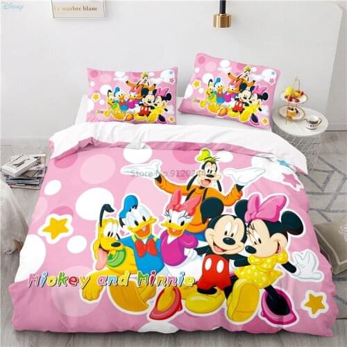 Disney Character Bedding Set 3d Cartoon Mickey Mouse Minnie Mouse Donald Duck Goofy Character Printed Duvet Cover Set Pillowcase