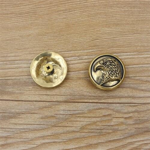 DIY solid brass material round eagle head design leather craft wallet decoration caibu button rivet and screws 3pcs/lot