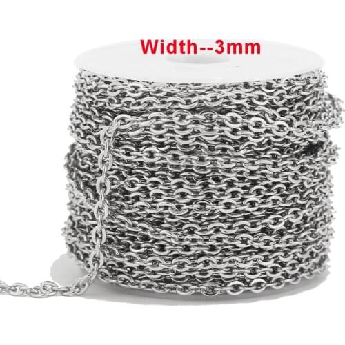 3Mm width Stainless Steel Cross Chains Oval Link Cable Chains for DIY Jewelry Making