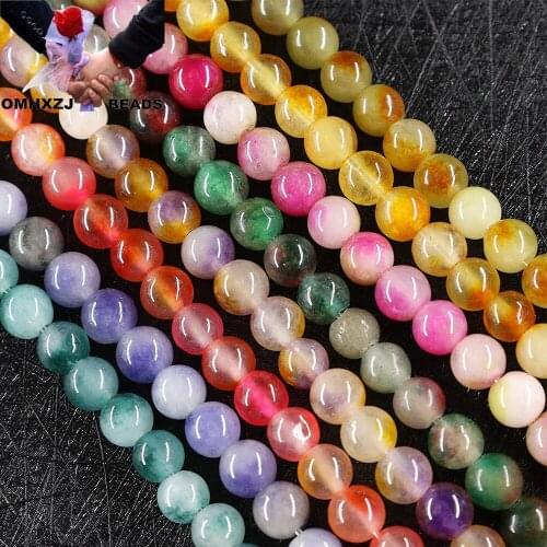 OMH Z24 6mm Colorful Quartzite Jade Polished By Hand Diy Accessories Semi-finished Buttons Jade Agate Round String Loose Beads