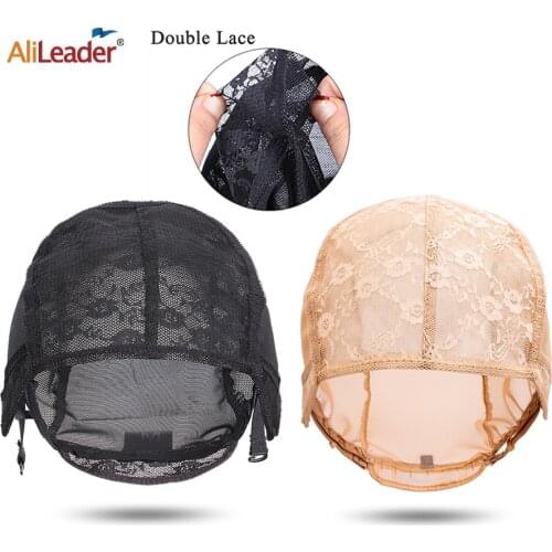 Alileader Hot Selling Wig Cap For Wig Making With Adjustable Straps Weaving Caps Xl L M S Double Lace Net Glueless Wig Cap 5Pcs