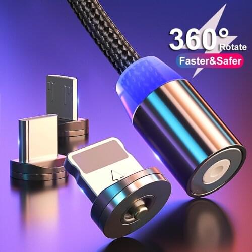 Magnetic Micro USB Lighting Cable For iPhone Charger Cord Magnet Type C 8 Pin Cable 2M USB C Charging For Huawei Samsung Xiaomi