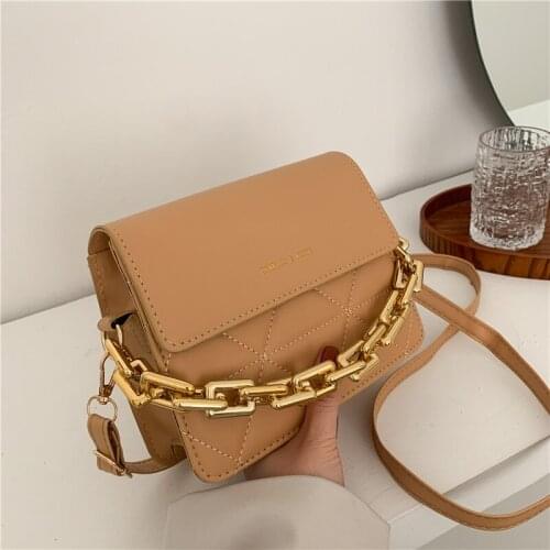 Fashion Womens Crossbody Bags Letter for Women 2021 Quality Leather Thick Chain Shoulder Messenger Bags Female Handbag and Purse