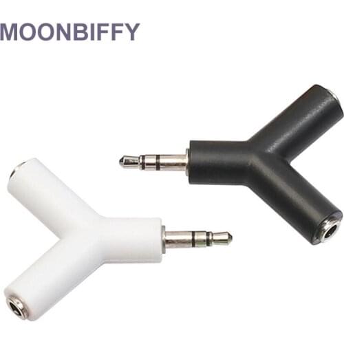 MOONBIFFY 3.5mm Double Jack Adapter to Headphone for Samsumg for iPhone MP3 Player Earphone Splitter Adapter white/black