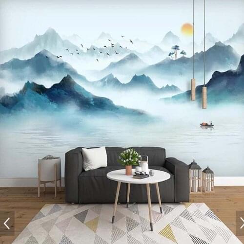 Chinese Style Ink Landscape Print Wallpaper for Living Room Bedroom Home Wall Decorative Custom Any Size Papel Pared 3d