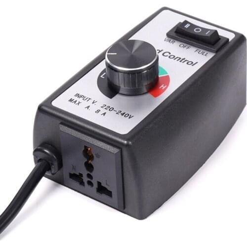 Universal EU Plug 230V 8A Stepless Motor Speed Controller Adjuster Duct Fan Governor Switch Dimmer Electric Speed Regulator