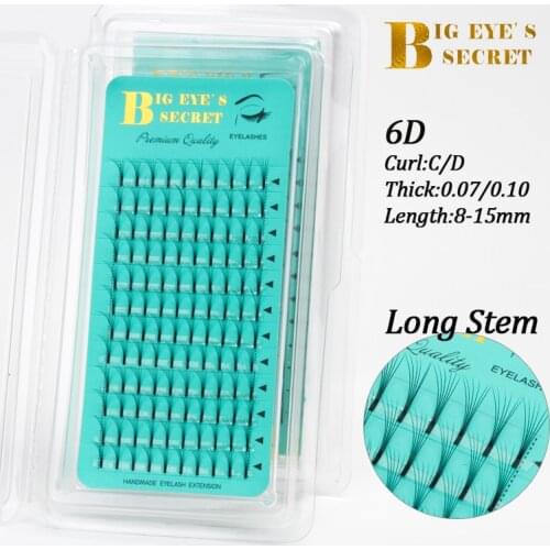 Big eyes secret 6D long stem premade fans for volume eyelash extensions Eyelash bundles knot-free eyelash extension