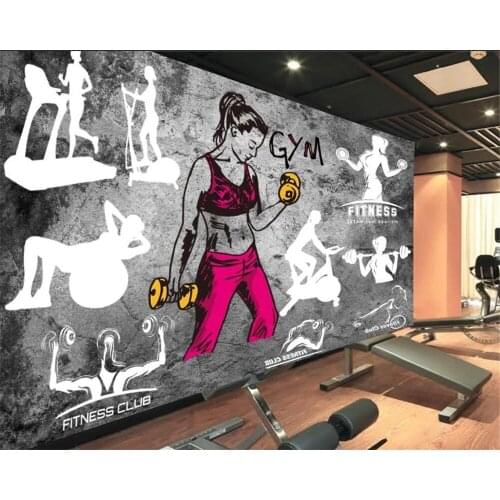 Custom Size Self Adhesive wallpaper 3d personality brick wall branch yoga studio mural fitness club background wall decoration