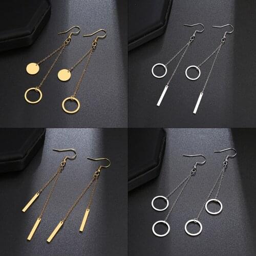 Stainless Steel Earrings 2021 Trend Classic Geometry Minimalism Fashion Tassel Chain Earrings For Women Jewelry Friends Gifts