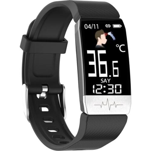 T1S Smart Bracelet Fitness Tracker Body Temperature ECG Heart Rate Monitor Smart Watch Music Control Sport Band for Men Women