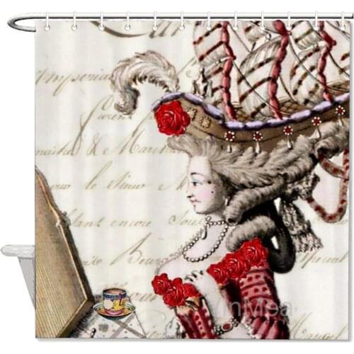 Marie Antoinette Vintage French Polyester Fabric Shower Curtain for Bathroom Décor