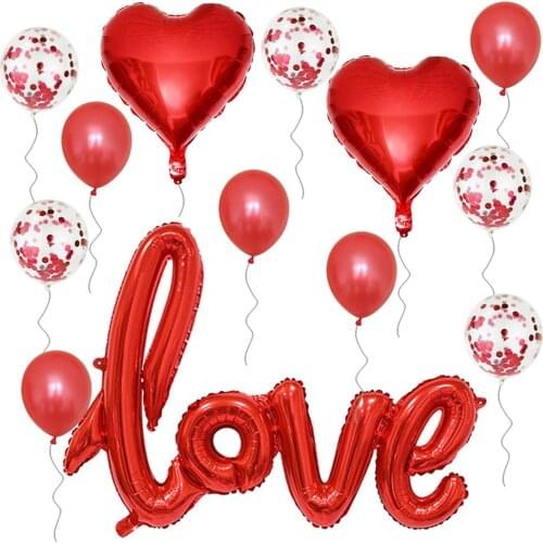 LOVE conjoined letter balloon romantic love anniversary wedding party decoration globos rose gold aluminum foil balloons