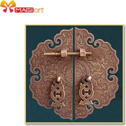 Cross stitch kits Embroidery needlework sets 11CT water soluble canvas patterns 14CT Classical door knocker-NCMC041