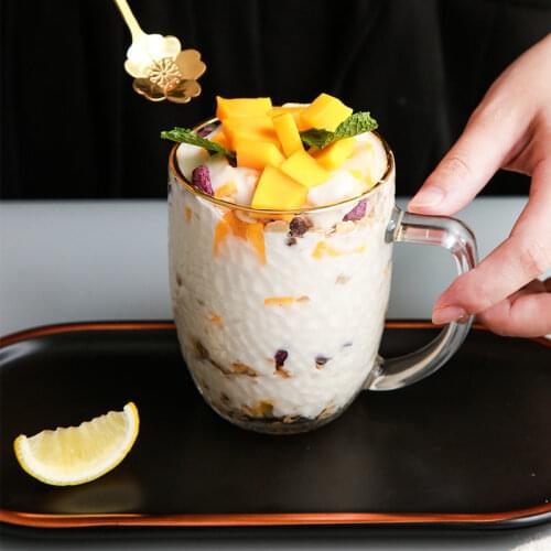 Japanese hammer-printed glass with spoon heat-resistant transparent drinking cup household drinkware