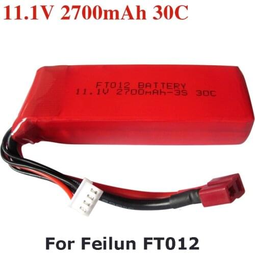 Upgraded High Capacity 11.1V 2700mAh Replacement Li-po Battery for Feilun FT012 RC Boat Spare Parts