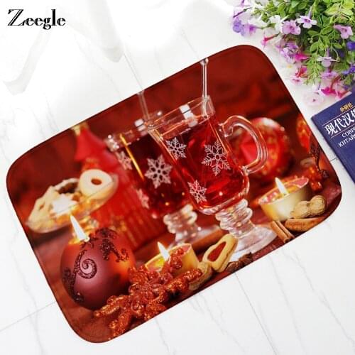 Zeegle Christmas Decor Welcome Door Mat Absorbent Bath Rug Anti-skid Bathroom Floor Carpet Kitchen Mats and Rugs