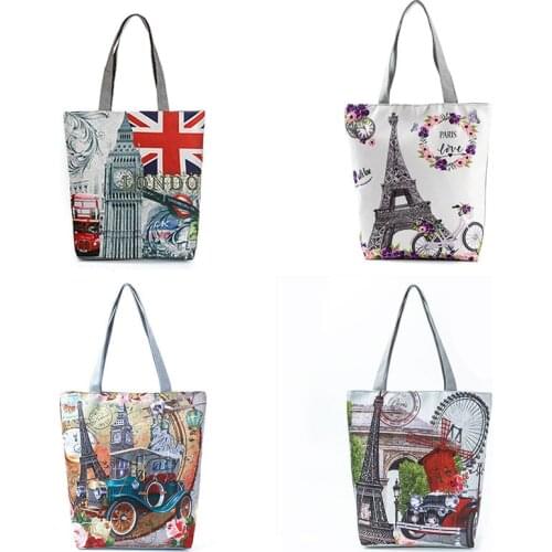 Women Printed Shoulder Bag Reusable Daily Use Women eco Shopping Bag Women Tote Handbags Cute Summer Beach Bag 2020 Hot Sale