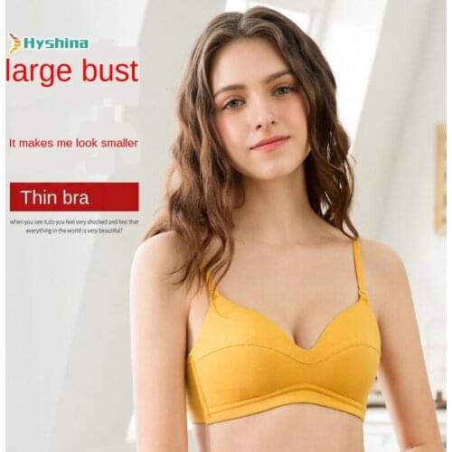 Underwear Women Without Steel Ring No Trace Thin Bra Student Girl Bra Big Chest Small Bra