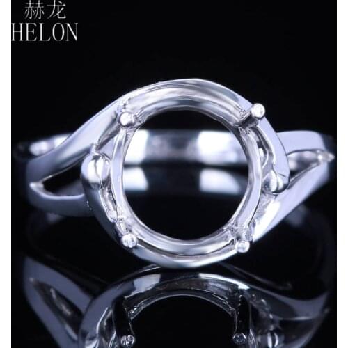 HELON Sterling Silver 925 Solitaire Women Trendy Fine Jewelry Engagement Wedding Semi Mount Ring Setting Fit Round Shape 9mm
