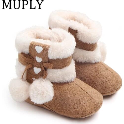 Winter Snow Boots For Newborn Baby Girls Booties Keep Warm plush inside Anti-slip Baby Infant Toddler Cute soft Bottom Shoes