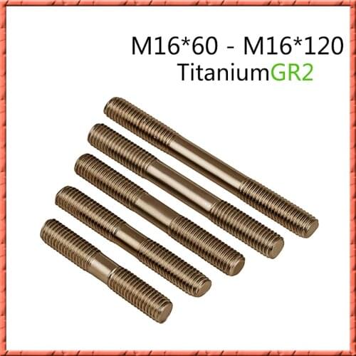 10pcs/lot M16*60/80/100/120 Titanium Double End Stud bolt doublethread double thread dowel screw Ti bolts GR2