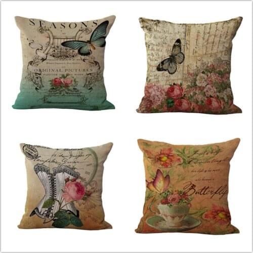 18" Square Decorative sofa throw pillows French flowers printed garden cushion Chair seat cushion for retail