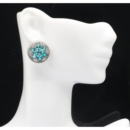 57x27mm Gorgeous Created Green Peridot White Sapphire Wedding Ladies Silver Earrings