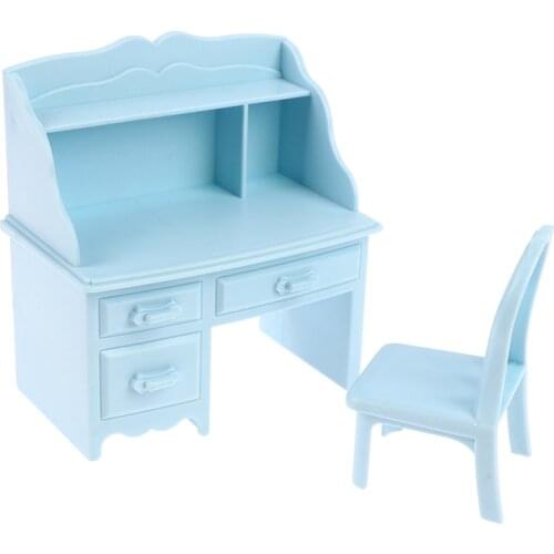 2Pcs/Set Doll House Miniature Desk Chair Micro Office Computer Desk Chair Toy Accessories Furniture Model Toys